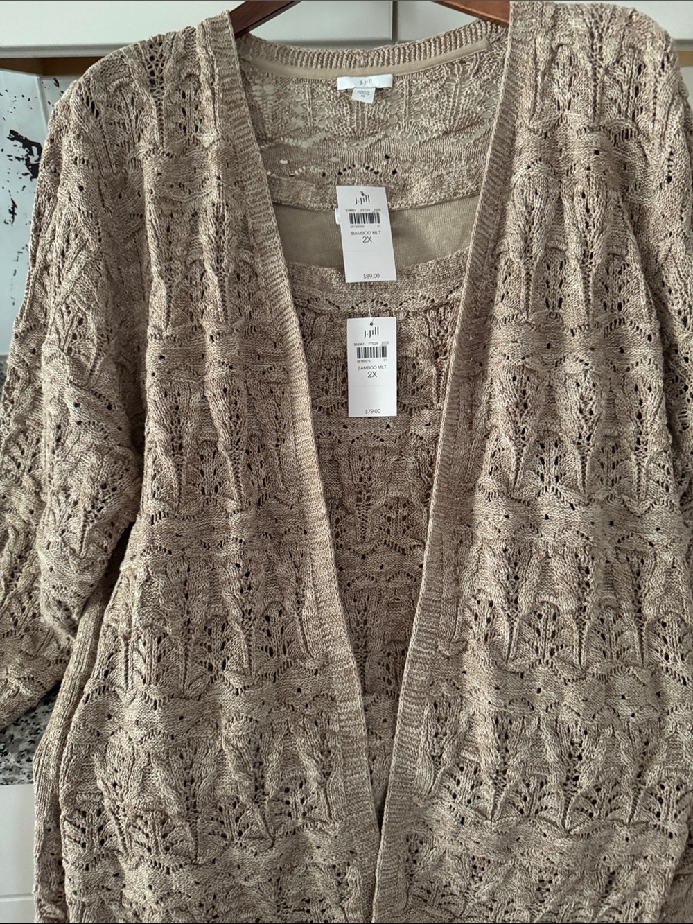 J. Jill Beige Crochet Knit Sweater set - 2X - Picture 2 of 2